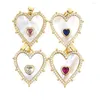 Naszyjniki wiszące mody podwójne serce urok złota splatany kolorowy cyrkon luksusowy biżuteria