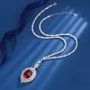 Necklaces Luxury 925 Silver Lab Emerald Ruby Pendant Necklace for Women Exquisite Temperament Wedding Statement Fine Jewelry Banquet Gifts