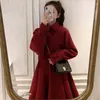 Casual Dresses Women 2024 Autumn Winter Elegant Chic Short Jacket Overdimensionerade damer Vintage Suits Christmas Wool Jackets and Vest Dress