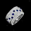 Cluster Rings Wong Rain 18K Gold Plated Luxury 925 Sterling Silver Lab Sapphire High Carbon Diamonds Gemstone Ring Wedding Band Fine Jewelry