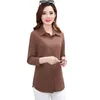 Women's Blouses Korean Solid Color Casual Ladies Clothes 2024 Spring POLO Collar Tops Women Single Breasted Long Sleeve Shirt