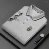 Mannen Polo 2024 Zomer Koreaanse Mode Polo Shirt Luxe Geborduurde Katoenen Revers Kraag Korte Mouwen Tops Kleding