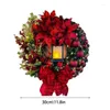 Decorative Flowers Christmas Wreath With Lantern Front Door Garland Large Bow Seasonal Ornament Decoration For Wall