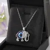 Pendentif Colliers 1pc Elephant Turquie Evil Eye Collier Femmes Hommes Tendance Rétro Lucky Blue Pull Mignon Animal Clavicule Chaîne Bijoux De Mariage