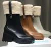 Bottes de pluie Betty pour femme - Bottines antidérapantes à fond épais - Bottes à plateforme hautes en caoutchouc - Chaussures Welly imperméables noires - Chaussures de pluie d'extérieur