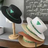 Wide Brim Hats Summer Travel French Flat-top Straw Hat Fashion Leather Buckle Small Women's Sun Tide Brand Inverted Triangle 3079