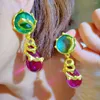 Hoop Earrings AENSOA Exaggerated Big Crystal Water Drop Metal For Retro Geometric Green Purple Resin Earring Women Vintage