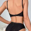 Reggiseni Set Liscio Coppa Sottile Grande Backless Reggiseno E Mutandine Set Biancheria Intima Maglia Patchwork Broadside Sexy Bella Lingerie Per Le Donne 2024