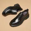 Elbise ayakkabıları rahat deri yumuşak tabanlar yuvarlak el kap kapak derisi kaymaz iş erkekleri İngiliz tarzı