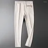 Calças masculinas luxo 2024 cáqui casual moda slim reta malha moletom