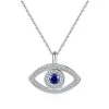 Pendants Kaletine Lucky Eye Evil 925 STERLING Silver Pendant Choker Collier Aquamarine Zircon Charms Collier Bijoux pour femmes hommes