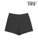 Shorts femininos traf mulheres moda pareo estilo auto overlay saias vintage cintura alta lado zíper feminino skort mujer