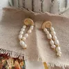 Kolczyki Dangle Conch Sea Snail Pearl for Women Tassel Oświadczenie Vintage Biżuteria Party Akcesoria