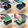 Liquid Soap Dispenser Portable Set Kitchen Detergent Press Box With Sponge Hand Dispensing Tools