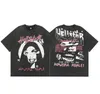 Hellstar Mens T-Shirts Plus Tees t shirt Rapper Washed Grey Heavy Craft Unisex Short Sleeve Tshirts Tops High Street Retro Fashion Women T-shirt Hell star O7WT