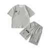 Комплекты одежды Cool Boy, однотонные шорты из 2 предметов с короткими рукавами, спортивная повседневная одежда, комплект одежды для мальчиков, летние детские штаны для подростков