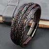 Charm Bracelets Multilayer Leather Classic Men's Stainless Steel Mix And Match Color Stitching Bracelet For Birthday Party Lucky Present