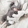 Hiver polaire nouveauté mignon bébé filles vêtements garçons barboteuse lapin lapin enfant en bas âge Costume à capuche Onesies body pour né 240119