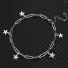 Charm Bracelets MinaMaMa Stainless Steel Paperclip Chain Pentacle Tassel Star Bracelet For Women Fashion Jewelry