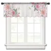 Curtain Pink Flower Dragonfly Short Sheer Window Tulle Curtains For Kitchen Bedroom Home Decor Small Voile Drapes