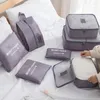 Förvaringspåsar 7 stycken förpackning kuber för resor bärbar resväska arrangör kosmetiska skor kläder bagage