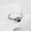 Clusterringe in 925 Sterling Silber Green Green Zircon Verstellbarer Frauen -Verlobungsring Mode -Schmuckzubehör mit Artikeln mit