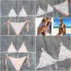 Bikinis Set Ladies Sequin Rhinestone Crystal Bikini Mayo Üçgen Kadın Düşük Bel Bantlı Mayo1 Damla Teslimat OTEJ7