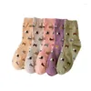 Women Socks 5 Pairs/Lot Cute Cartoon Pure Cotton Harajuku Fashion Colorful Cat Heads Korean Kawaii Girls Set Chaussettes