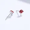 Boucles d'oreilles INZAReal 925 en argent Sterling émail champignon pour les femmes de mode plante bijoux fins accessoires minimalistes