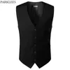 Homens de alta qualidade preto terno colete marca sem mangas v pescoço vestido masculino formal negócios casamento colete masculino gilet 240119