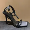 Luxus High Heels Designer Pumps Slingback Kette Kleid Schuhe Damen Sandalen Leder Seide Schmalband Knöchelriemen Schnalle Party Büro Hochzeit Schuhe mit Box