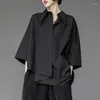 Damenblusen Y2K Frauen Chiffon Schwarzes Hemd Gothic Mode Streetwear Lose Tops Dark Academic Unregelmäßige Lässige Dreiviertel-Weibliche