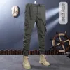 Мужские брюки, весенние армейские зеленые брюки с эластичной резинкой на талии, свободные прямые комбинезоны с завязками на щиколотке, модные повседневные эластичные комбинезоны в корейском стиле