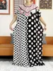 Etniska kläder 2024 Summer Africn Lady's Eid Dress Big Scarf Cotton Wave Point tryckt Löst blommig boubou maxi Islam Women Short Sleeve