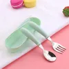 Dinnerware Sets 1-8PCS Children Spoon Forks Box Kids Stainless Steel Cutlery Portable Baby Feeding Utensils Spoons Tableware Set