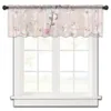 Cortina flor flor de pêssego rosa curto transparente janela tule cortinas para cozinha quarto decoração casa pequena voile cortinas