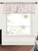 Cortina flor flor de pêssego rosa curto transparente janela tule cortinas para cozinha quarto decoração casa pequena voile cortinas