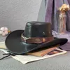 Kunstleer Western Cowboyhoed voor Dames Heren Outdoor Zonwering Vintage Gentleman Jurk Panama Cowgirl Jazz Cap 240130