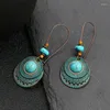 Boucles d'oreilles pendantes antiques bohème longues rondes turquoise géométriques pour femmes bijoux de fête d'anniversaire
