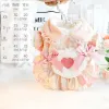 Dresses Pet Dog Clothes Sweet Lolita Dress for Dogs Clothing Cat Small Heart Print Maid Skirt Cute Fashion Winter Warm Pet Products 2023