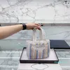 Sac fourre-tout de styliste à la mode pour femmes, sacs en paille imprimés avec lettres imprimées, sac de Shopping en tricot