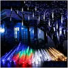 LED -strängar 30 cm 50 cm vattentät meteor dusch regnrör belysning för fest bröllop dekoration julsemester ljus droppleverans dhytd