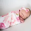 Filtar född pografi prop baby tryckt spädbarn pojkar flickor sover swaddle muslin wrap pannband 2 st