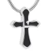 IJD10026 Серебристый и черный цвет, уникальный дизайн, подвеска с крестом для кремации, для мужчин и женщин, подарочная урна, ожерелье, удерживает пепел любимых, Casket278C