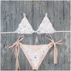 Bikinis Set Ladies Sequin Rhinestone Crystal Bikini Mayo Üçgen Kadın Düşük Bel Bantlı Mayo1 Damla Teslimat OTEJ7