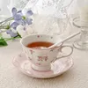 Mooie Roze Roos Met Schattig Konijn Keramiek Koffie Kop En Schotel Set Engelse Afternoon Tea Mok 250ml 240130