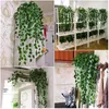 Fleurs décoratives plante artificielle 2.1M couronne de feuilles de lierre vert soie tenture murale vigne famille jardin décoration fête de mariage bricolage fausses feuilles