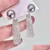 Dangle Chandelier Boucles d'oreilles 2024 Gris Perle Gland Avant et arrière MTI Fonction Longue Boucle d'oreille Bijoux En Gros Drop Livraison Otamv