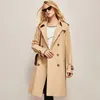 Trench da donna 2024 Primavera Nuova giacca a vento di media lunghezza in tessuto gabardine Cappotto classico da donna doppio petto