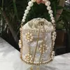 Kvällspåsar Rhinestone Pearl Clutch Bag Women Beaded Party Purses and Handbags High Quality Sweet Bridal Wedding 1271V